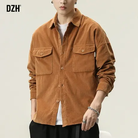 男士复古灯芯绒衬衫男秋季纯棉衬衣2023新款休闲百搭外套长袖开衫商品大图