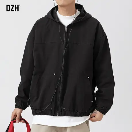 男生美式复古外套男秋季潮高级感痞帅男装2024新款休闲夹克连帽衫商品大图