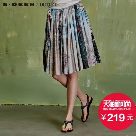 【活动】sdeer圣迪奥女自然彩铅蜡笔画印花半身裙S15281330图片