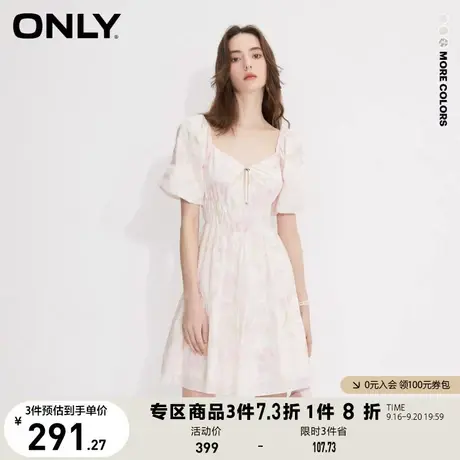 【买5免1】ONLY奥莱法式收腰显瘦短裙气质碎花裙连衣裙女图片