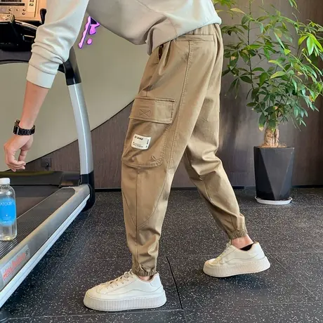 男士裤子春秋季痞帅休闲长裤百搭束脚裤潮牌男哈伦多口袋工装裤商品大图