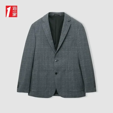 海一家经典格子西装外套2024春季新款休闲平驳领男士西服商品大图