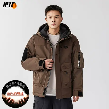 男生羽绒服棉服冬季加厚白鸭绒大学生工装青年潮牌宽松不臃肿外套图片