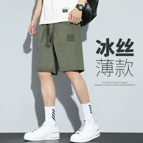 冰丝工装夏季军绿色短裤男士五分薄款速干中裤头外穿运动大裤衩子商品大图