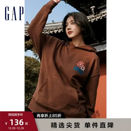 Gap男女装时尚花卉LOGO法式圈织软卫衣情侣装休闲运动上衣601648商品大图