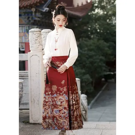 红色马面裙敬酒服新款2024冬季新中式轻国风订婚礼服小个子高级感图片