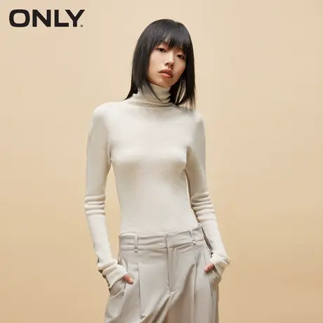 ONLY奥莱夏季时尚修身绵羊毛高领长袖针织衫女商品大图
