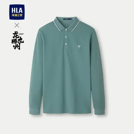 HLA/海澜之家龙腾九州IP系列长袖POLO24春夏新款高周波小标上衣男图片
