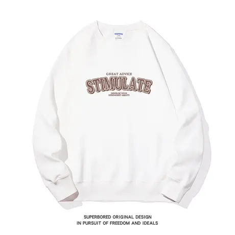 美式复古新款潮流字母印花卫衣男秋冬季潮牌宽松休闲圆领套头上衣图片