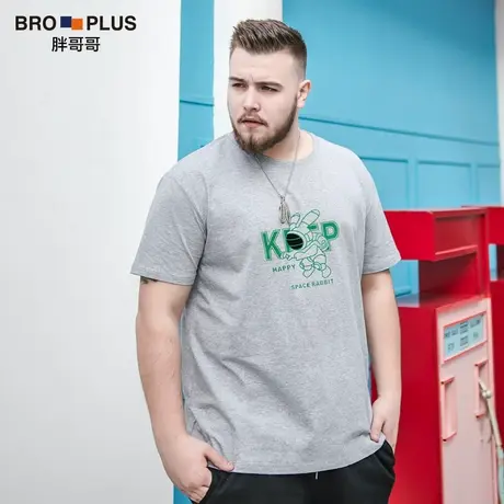 胖哥哥立体兔子纯棉大码短袖男宽松潮流运动衫加肥加大男士t恤夏商品大图