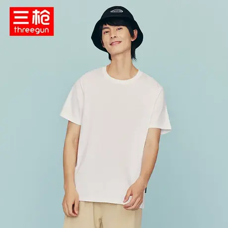 三枪短袖衫男纯棉春夏高支棉水光棉圆领短袖打底衫轻薄T恤衫商品大图