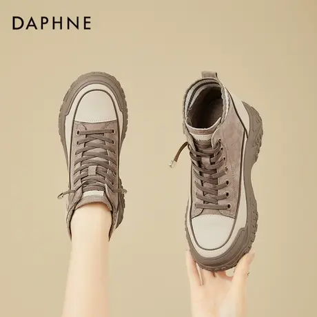 达芙妮秋冬新款休闲运动鞋女百搭内增高高帮鞋英伦风马丁靴女短靴商品大图