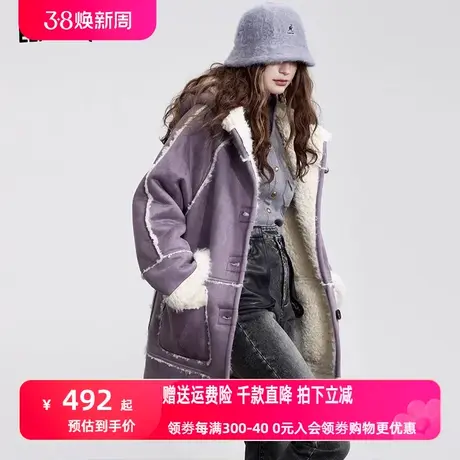 妖精的口袋撞色加厚棉服女2023冬季新款小个子复古设计感保暖棉衣图片