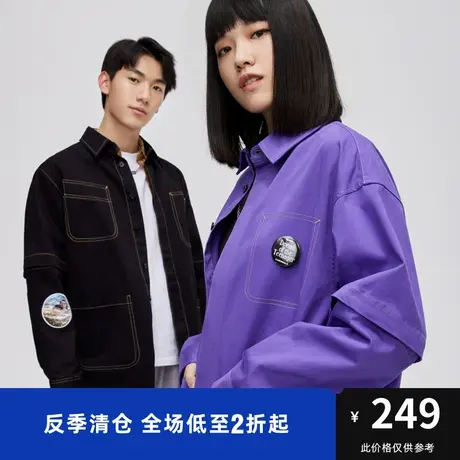 马克华菲秋新款情侣可拆卸夹克衬衫休闲潮流宽松男士外套冬商品大图