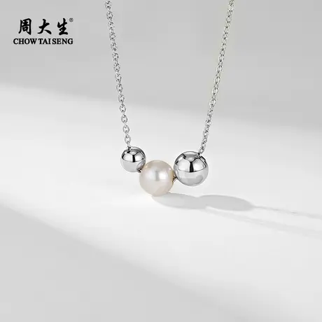 周大生小银珠珍珠项链淡水珍珠925纯银不褪色实用礼物送女友图片