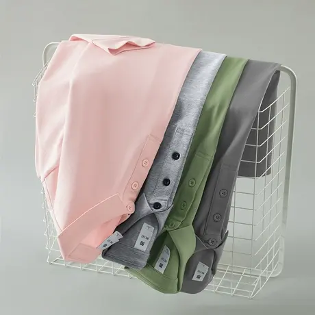 丝光珠地棉翻领t恤男长袖polo衫潮牌保罗有领商务纯色带领打底衫商品大图