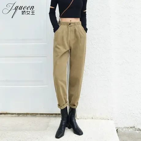 工装哈伦裤女高腰秋季新款复古港味潮流九分裤宽松休闲小脚萝卜裤商品大图