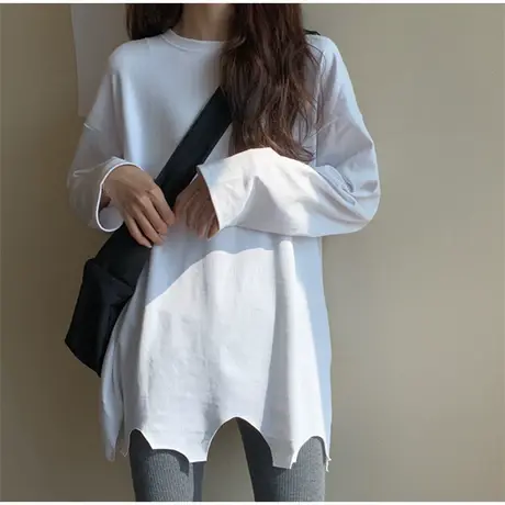 长袖t恤女2020新款秋冬宽松韩版ins外穿打底衫加绒内搭洋气上衣服商品大图