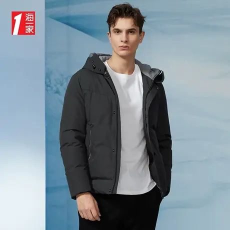 海一家青春休闲保暖外套冬季连帽简约日常男士羽绒服图片