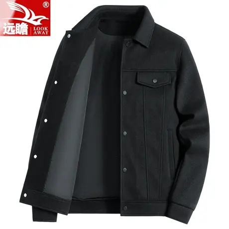 春秋季外套男士翻领夹克男2023新款潮牌休闲高档短款毛呢上衣男装商品大图