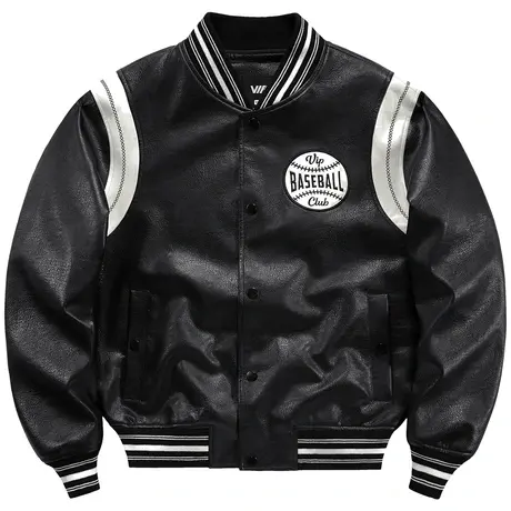 VIP棒球服男2023年新款飞行夹克vintage工装外套春秋机车皮衣潮牌商品大图