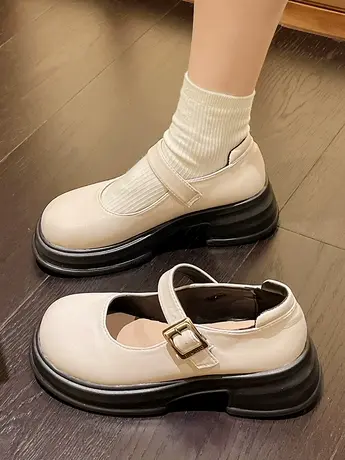 小个子松糕厚底玛丽珍鞋女2023年新款春秋日系学院风jk制服小皮鞋商品大图