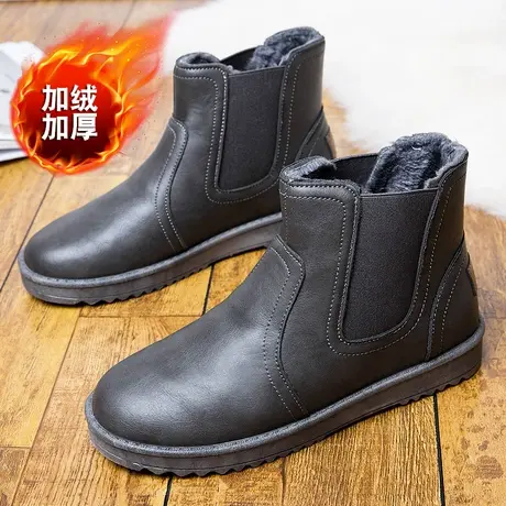 冬季加绒雨鞋男加厚保暖棉雨靴洗车防水鞋防滑厨房高筒东北雪地靴商品大图