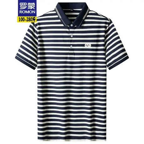 罗蒙加肥加大夏季新款男士短袖t恤韩版潮流翻领体恤Polo男装上衣商品大图