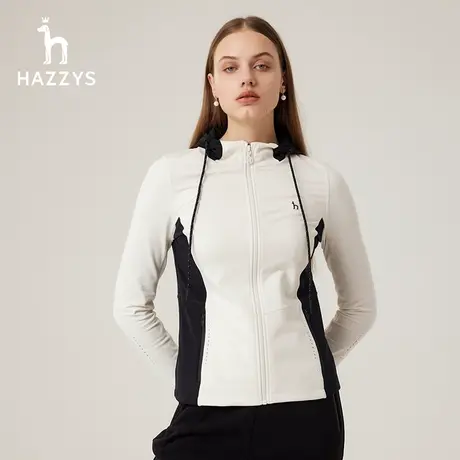 【商场同款】Hazzys哈吉斯连帽开襟运动卫衣女士秋季新款长袖T恤图片