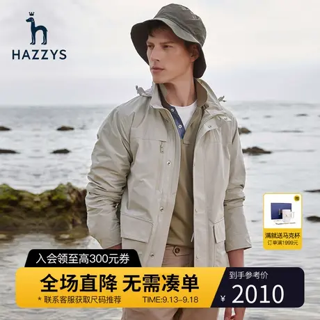 【挺括有型】Hazzys哈吉斯春季男装休闲长袖夹克衫宽松男外套潮流商品大图
