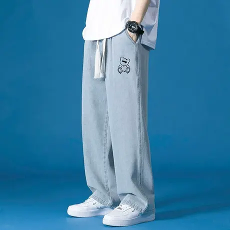 男士牛仔裤春秋款直筒宽松休闲裤子男生春季帅气百搭阔腿拖地长裤商品大图