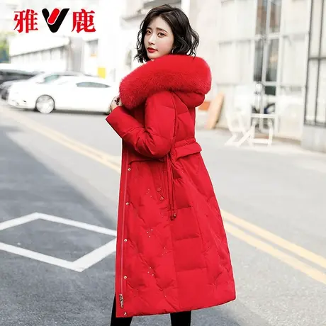雅鹿大狐狸毛领羽绒服女中长款2022冬季新款长过膝宽松加厚外套潮商品大图