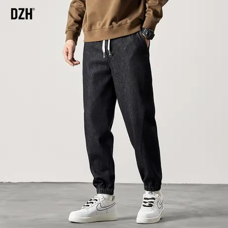 男士黑色松紧腰牛仔裤男潮牌春夏小脚裤休闲长裤束脚裤2023年新款图片