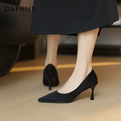 达芙妮黑色高跟鞋女春秋百搭时尚女鞋御姐高跟鞋女细跟气质单鞋子商品大图
