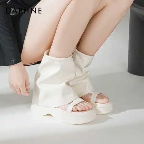 达芙妮厚底凉鞋女款2025新款夏季外穿裤管凉靴复古增高罗马凉靴子图片