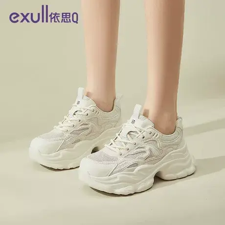 依思q老爹鞋女夏季网面透气时尚百搭小个子增高厚底休闲运动鞋商品大图