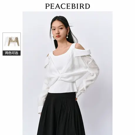 PEACEBIRD/太平鸟太平鸟 夏季气质雪纺衫假两件衬衫女图片