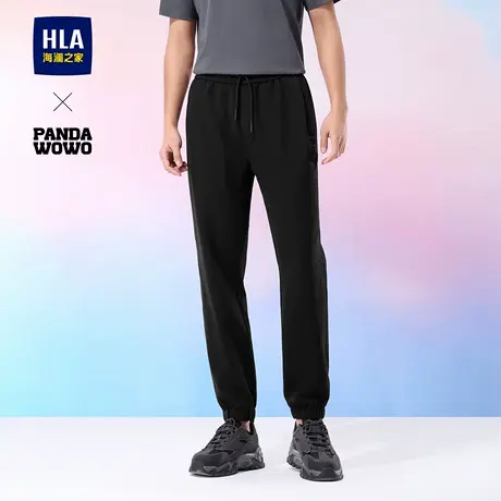 HLA/海澜之家panda wowo熊猫抽绳休闲裤25春夏季新款松紧腰裤子男商品大图