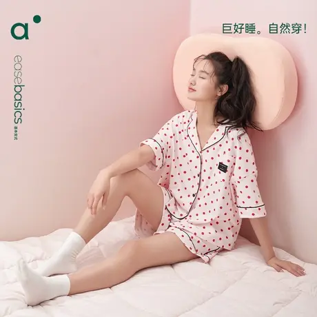 安之伴夏季睡衣女款甜美可爱短袖短裤休闲宽松家居服套装可外穿商品大图