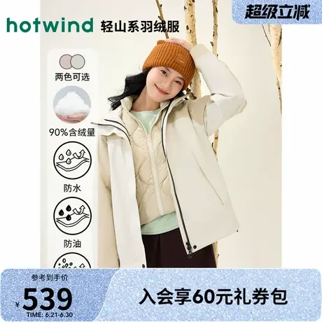 热风羽绒服2024年冬季新款女士户外徒步外套保暖百搭三合一登山服图片