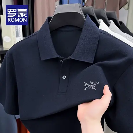 罗蒙冰丝polo衫男士夏季薄款商务休闲免烫亲肤透气翻领短袖t恤男图片