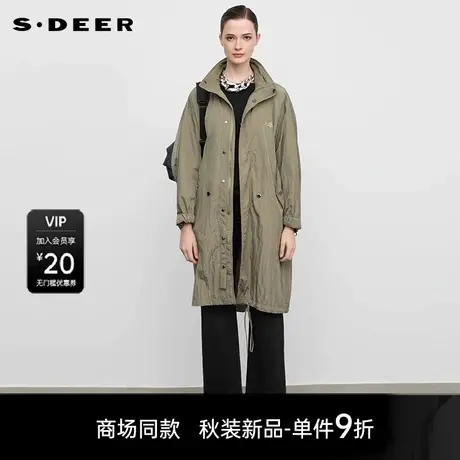 【商场同款】sdeer圣迪奥个性立领撞色字母宽松长款风衣S25381811图片