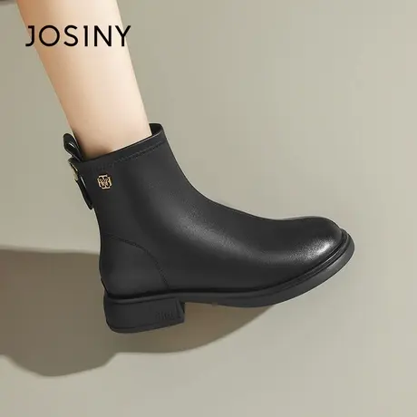 Josiny/卓诗尼2025冬烟筒平底短靴软底瘦瘦靴单靴英伦女靴子舒适商品大图