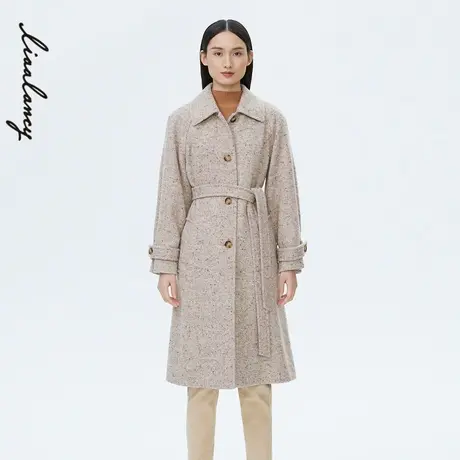 [朗姿奥莱]LANCY/朗姿羊毛大衣2022冬季新款中长款翻领高级感通勤商品大图