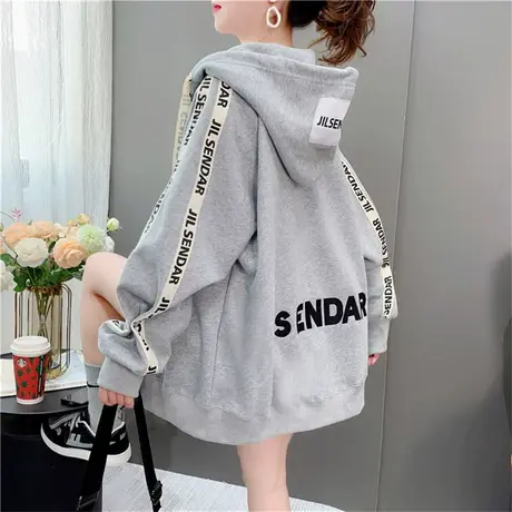 宽松慵懒风连帽开衫卫衣女秋季2022年新款韩版设计感休闲上衣外套商品大图