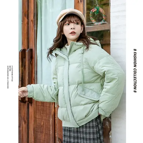 [商场同款]唐狮冬季羽绒服女抽绳细节短款羽绒服纯色休闲加厚保图片
