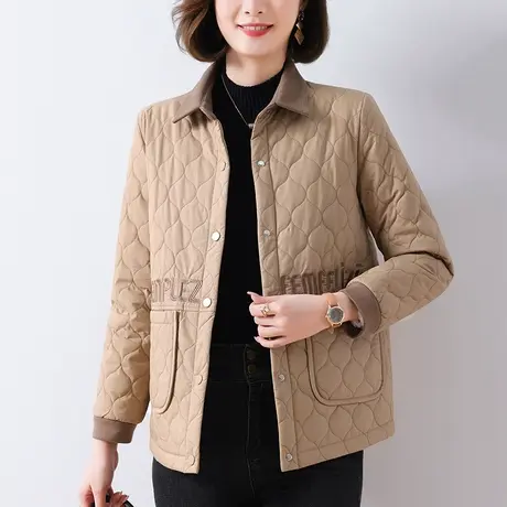中老年妈妈秋冬季加绒小棉衣宽松加大码女装休闲洋气保暖棉袄外套图片