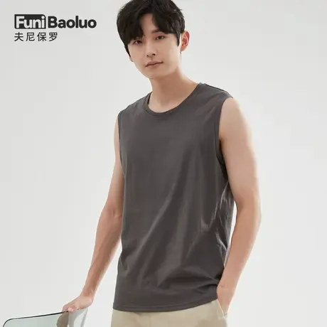 运动背心男纯色简约无袖马甲全棉健身跑步坎肩纯棉宽松外穿上衣服商品大图