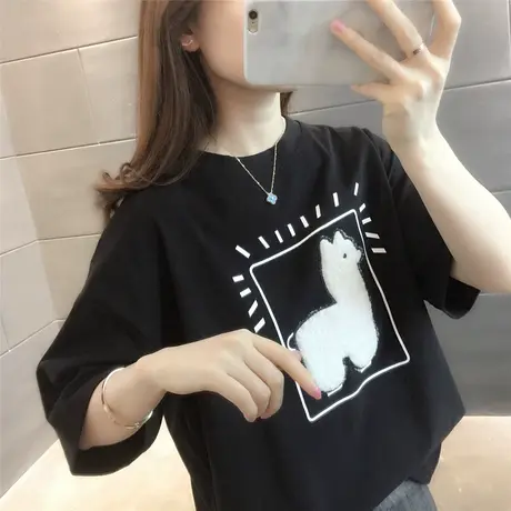 短袖t恤女设计感小众宽松韩版ins潮原宿风半袖chic港味上衣服显瘦图片