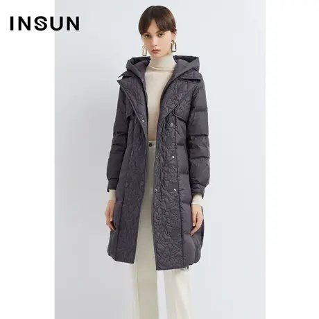 INSUN恩裳线上专选冬季压花工艺假两件羽绒服商品大图